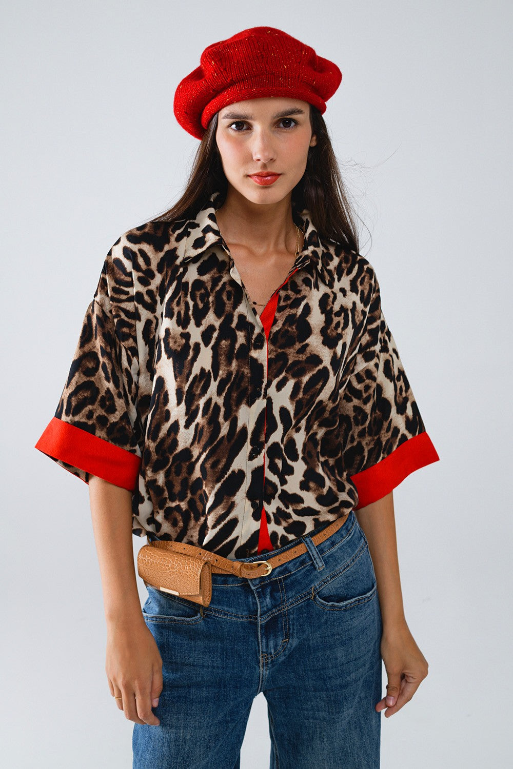 Lydia Leopard Button Down Blouse
