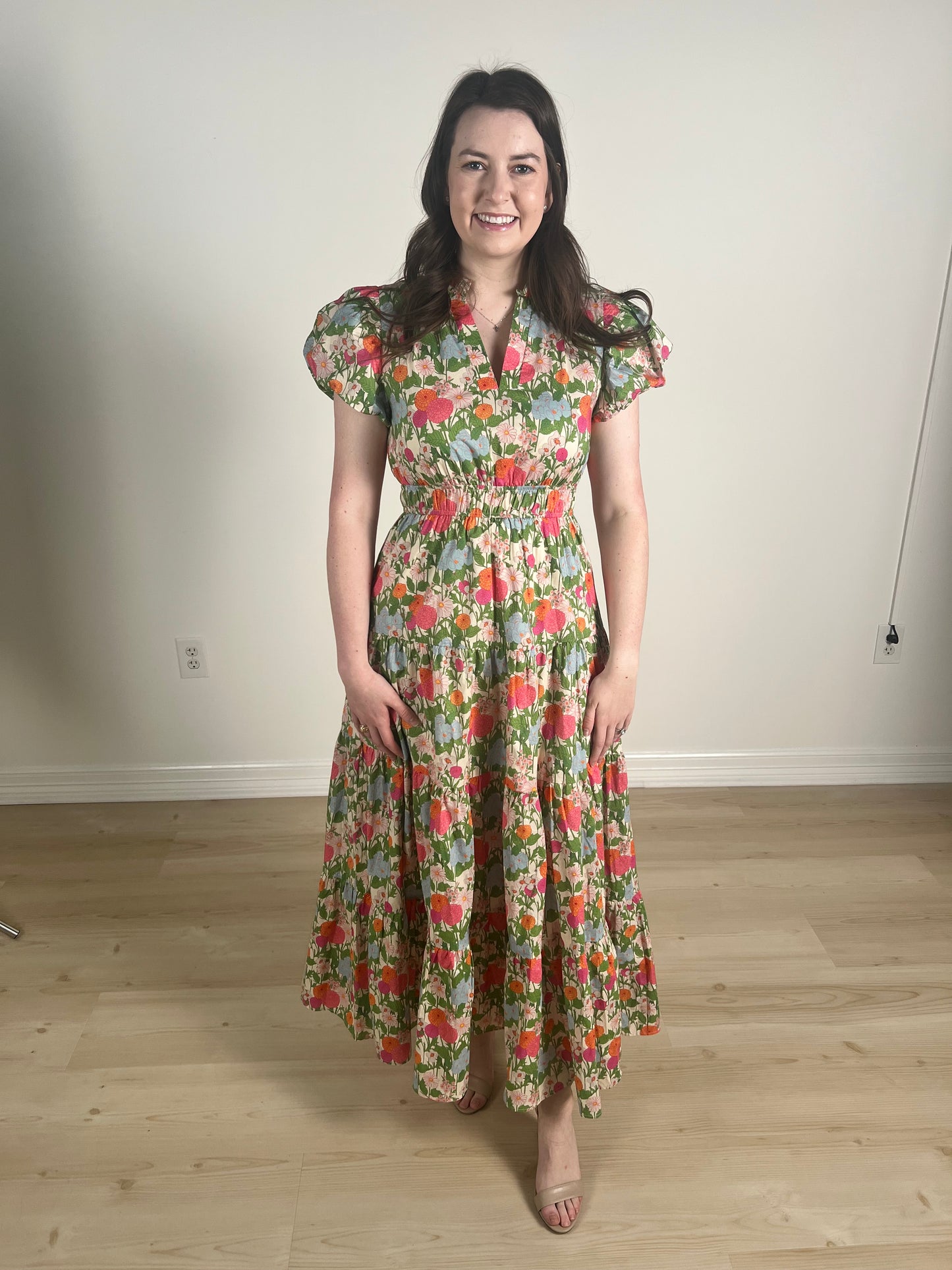 Marigold Floral Midi Dress