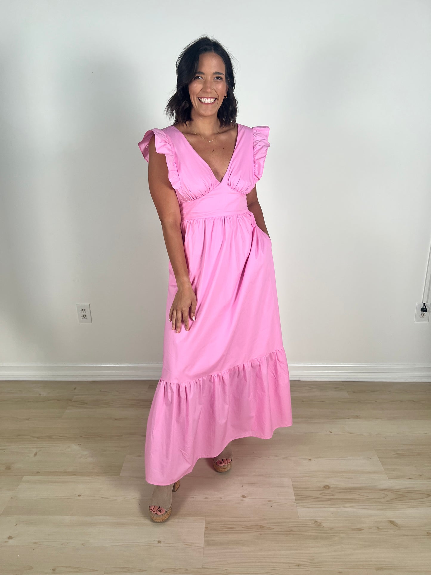 Emily Poplin Tie-Back Maxi Dress