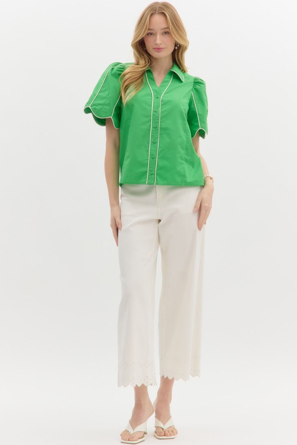 Clearance Rebecca Green Button Down Blouse