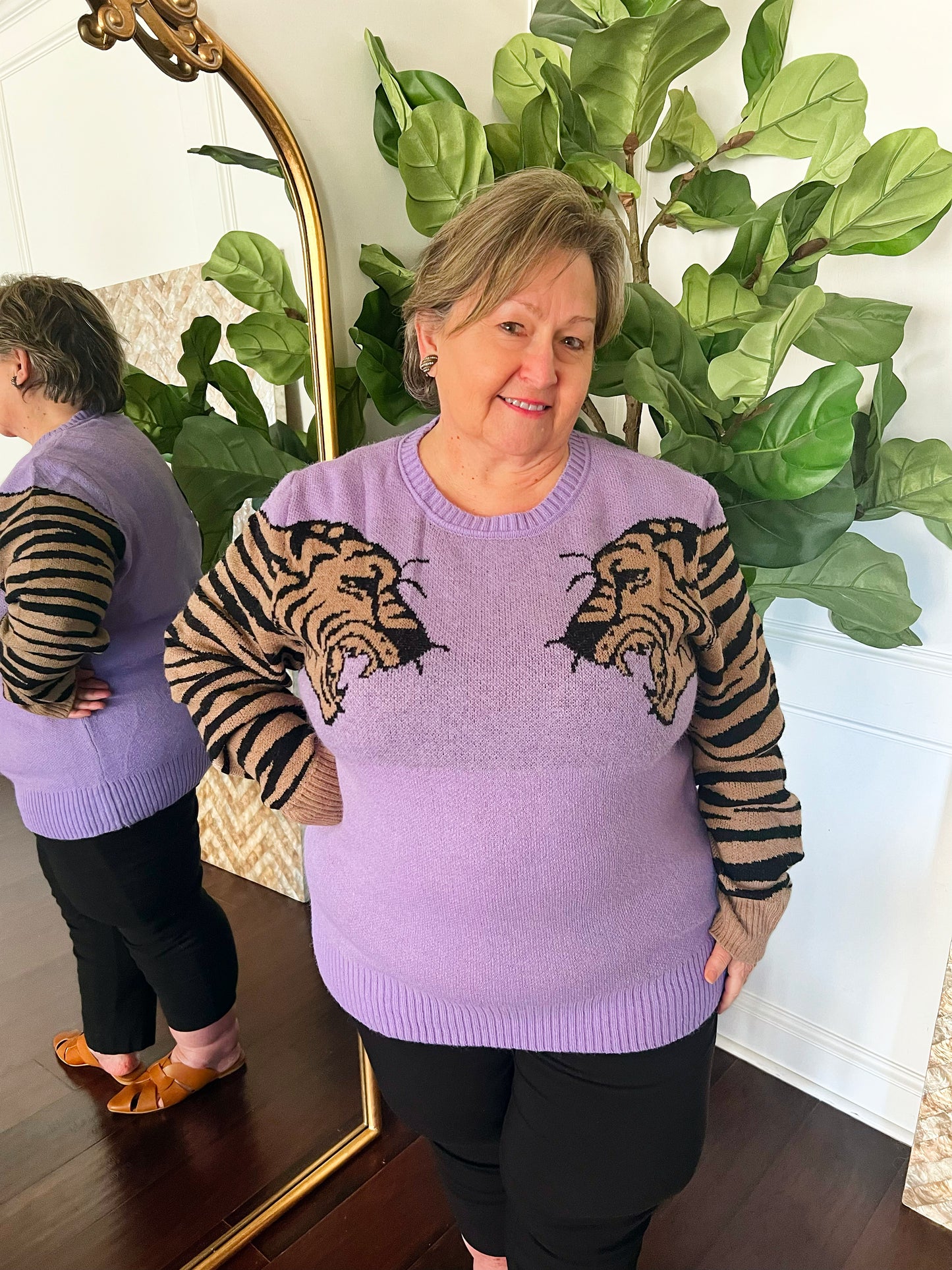 Clearance Caroline Tiger Sleeve Sweater- Med and Large