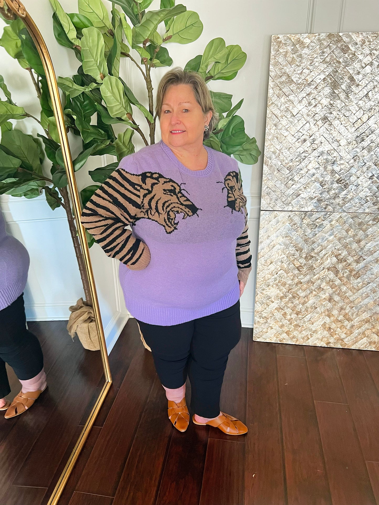 Clearance Caroline Tiger Sleeve Sweater- Med and Large