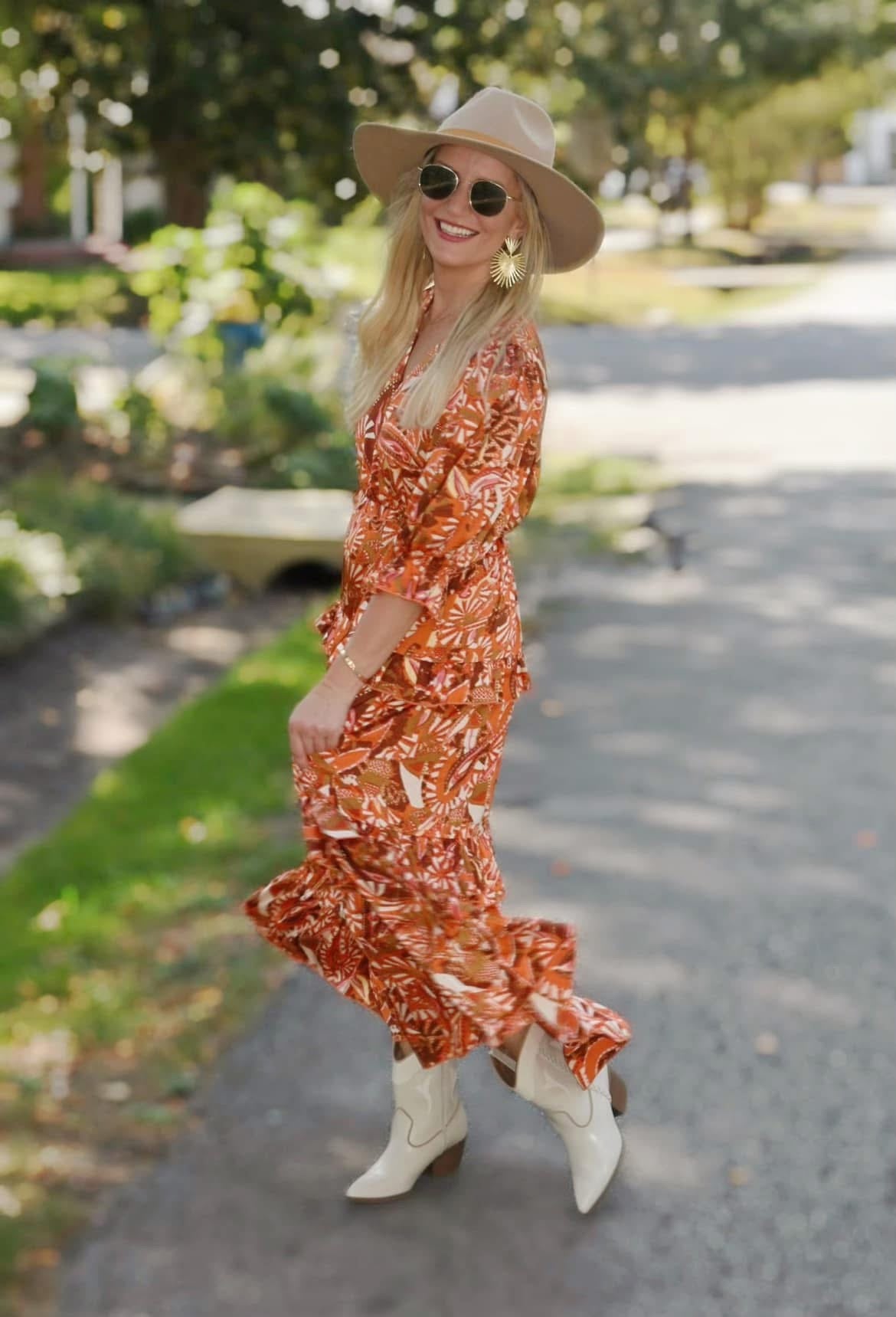 Sedona Rust Ruffle Tiered Dress