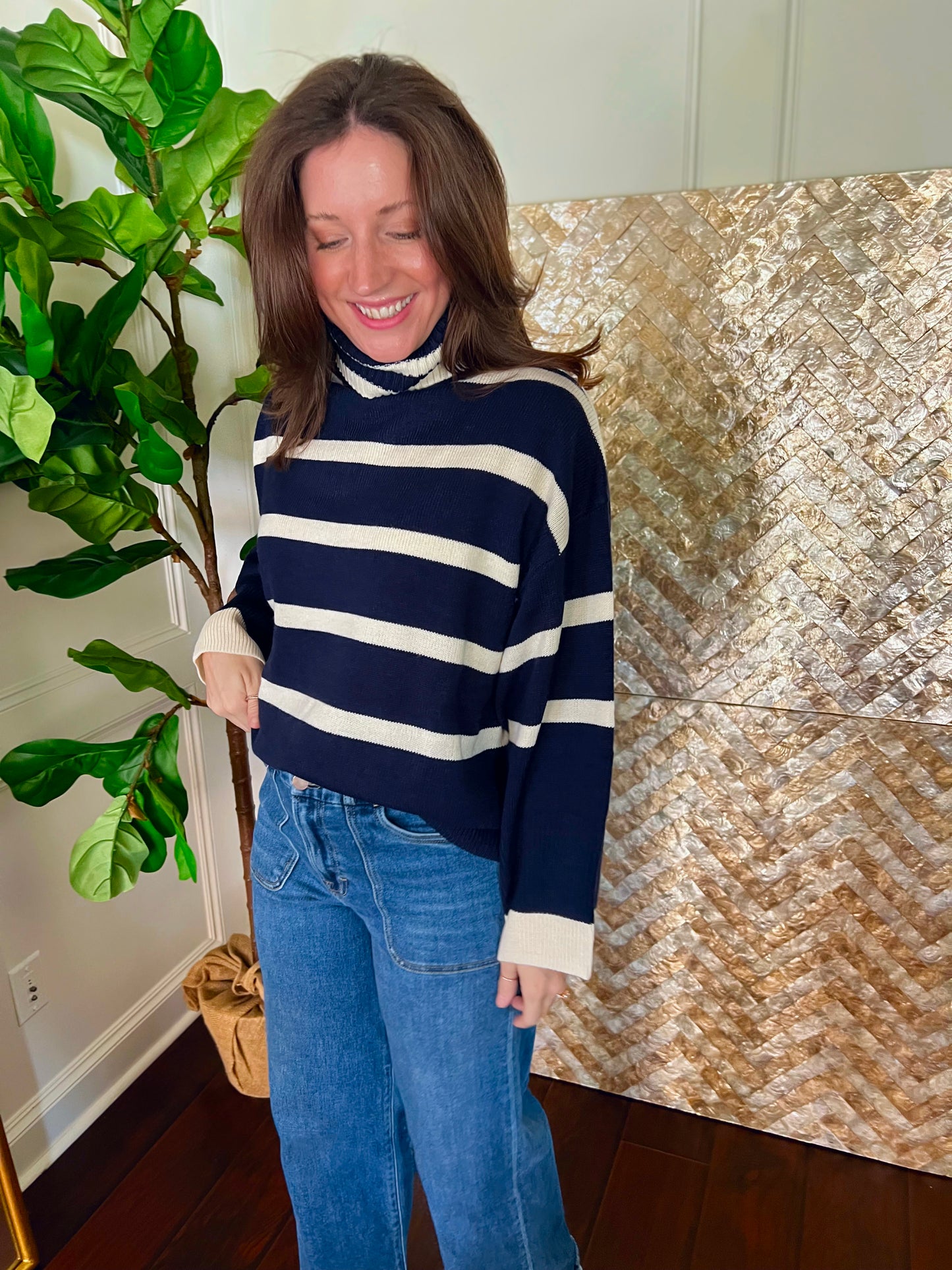 Laura Striped Turtleneck Sweater