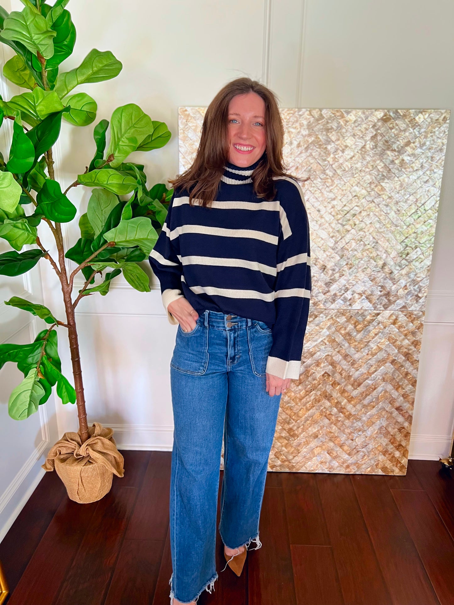 Laura Striped Turtleneck Sweater