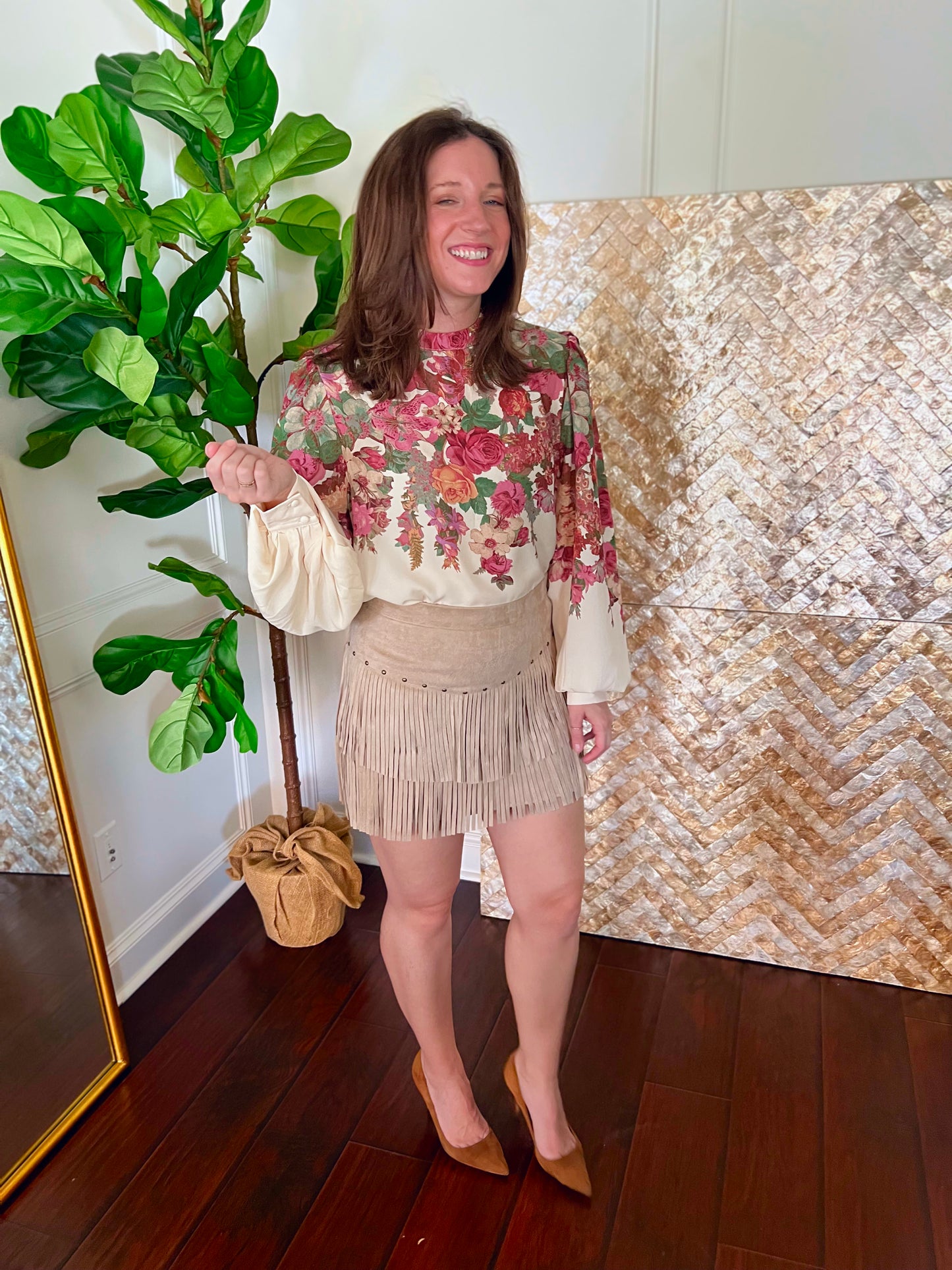 Clearance Sally Suede Tassel Skirt Small and Med