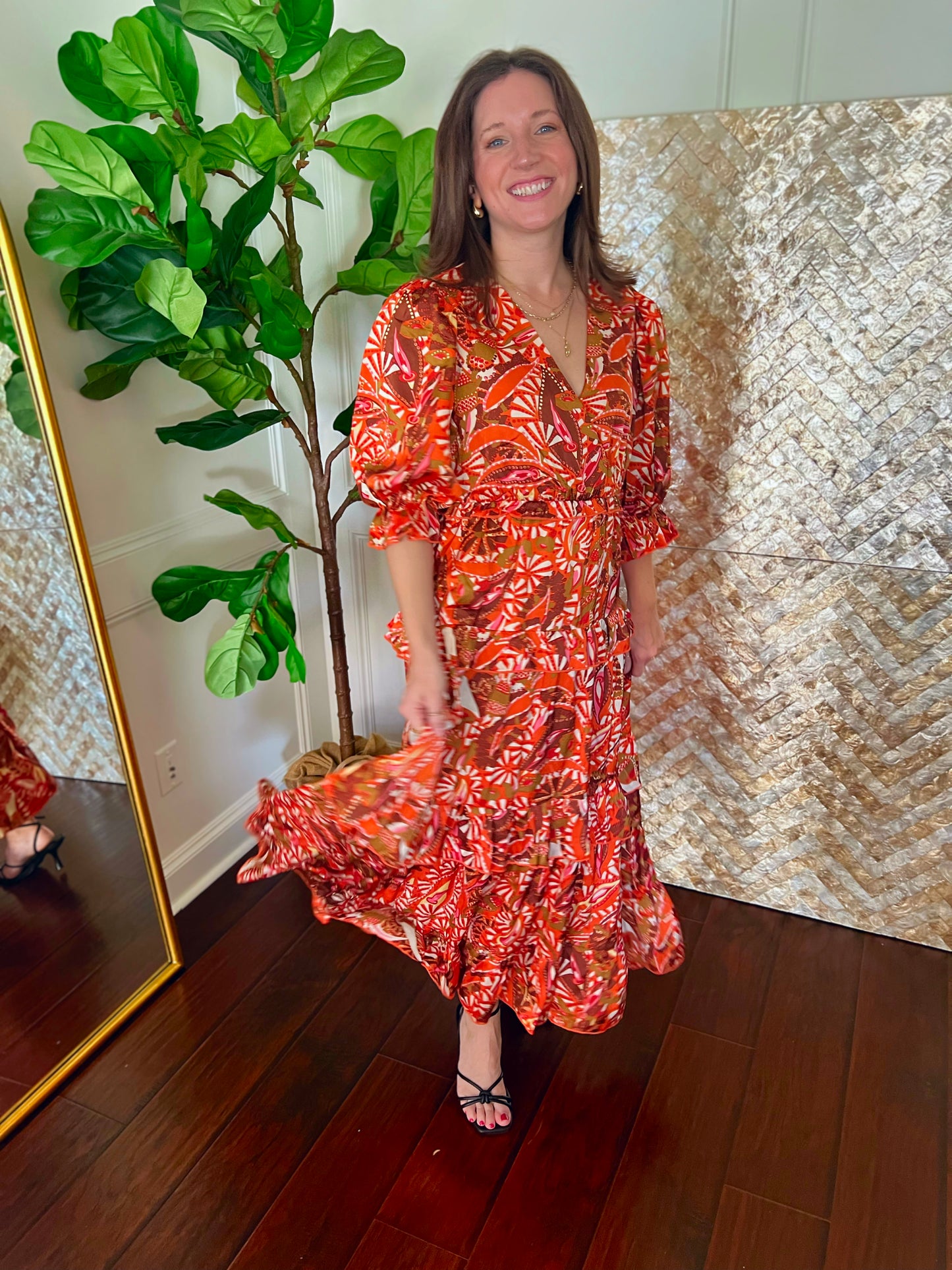 Sedona Rust Ruffle Tiered Dress