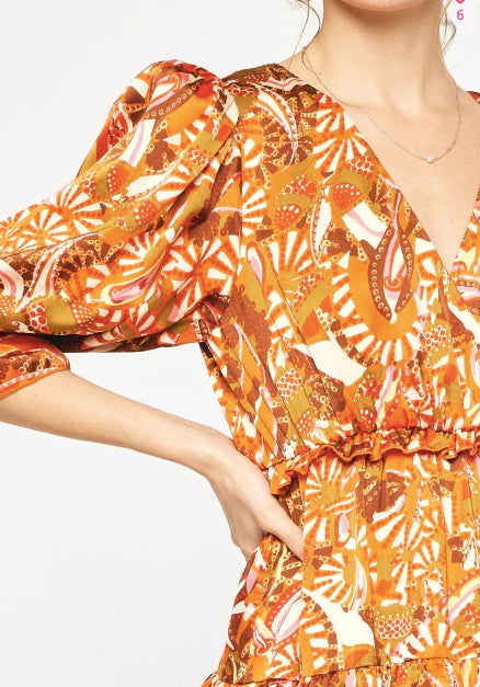 Sedona Rust Ruffle Tiered Dress
