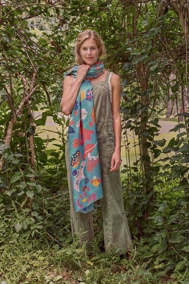 Print Scandinavian Floral and Fauna Scarf