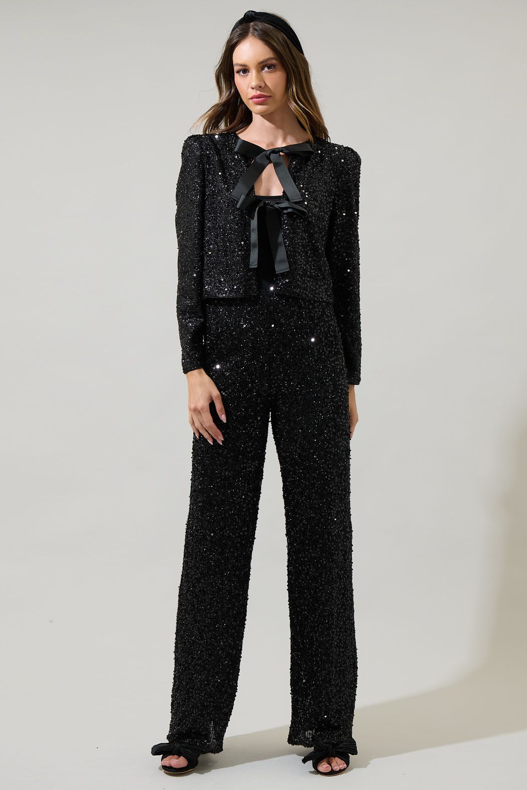 Ashlyn Sequin Bow Tie Cardigan