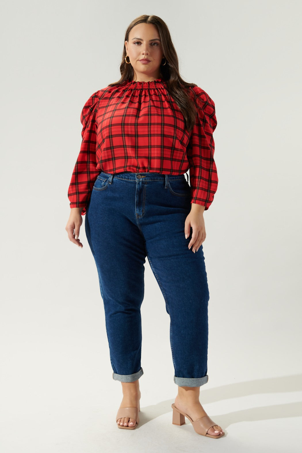 holiday plaid top plus size