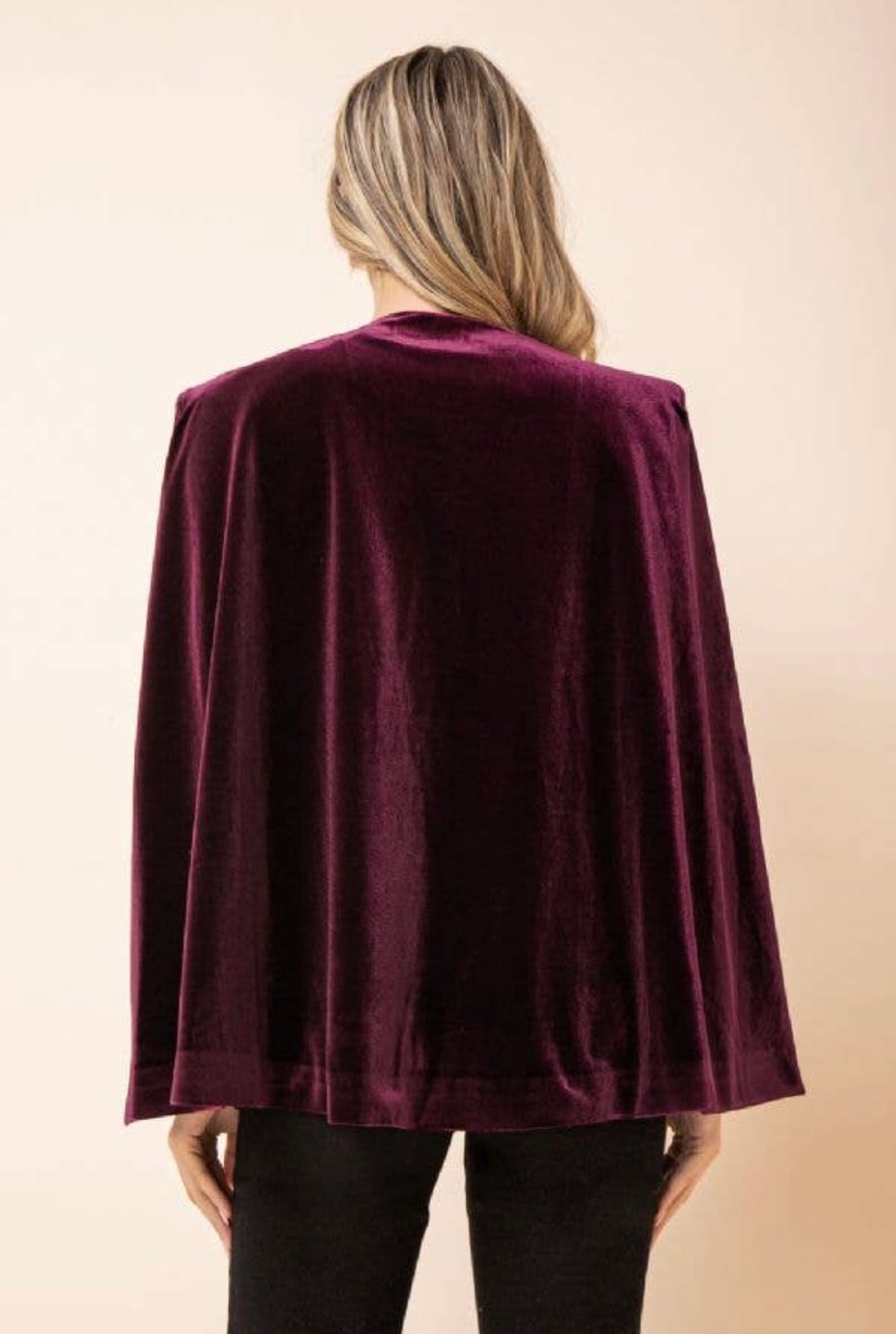 Clearance Kari Velvet Cape Jacket- Wine Medium and large