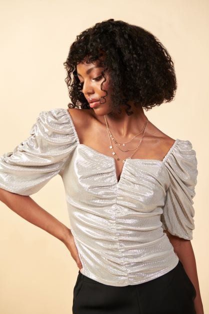 Clearance Donna Sweetheart metalic top- Medium