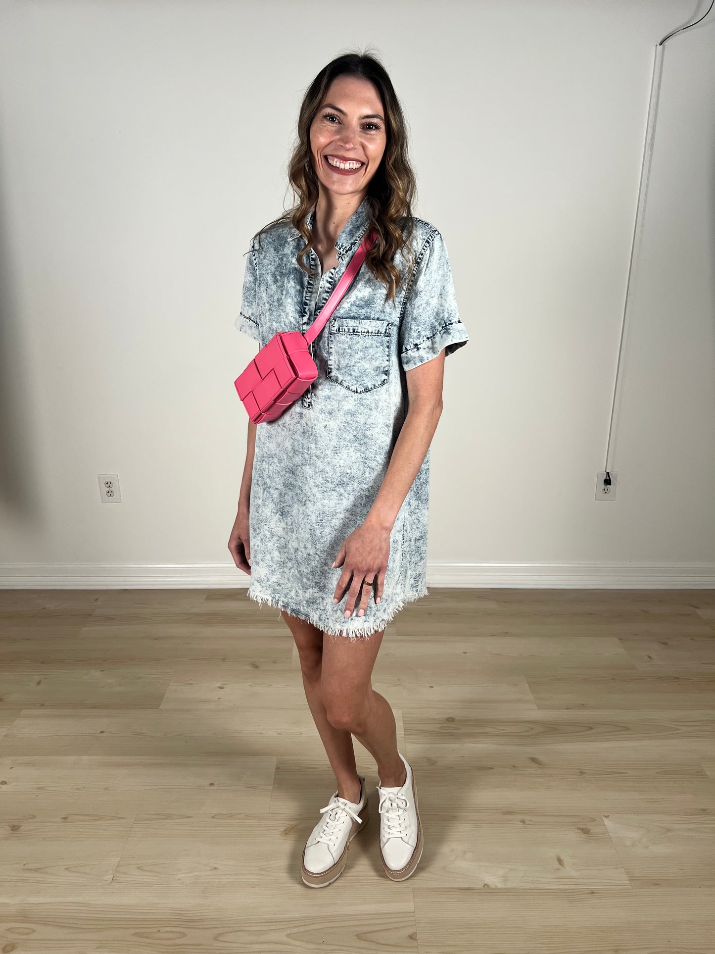 The Lola Woven Vegan Leather Belt Bag – Hot Pink