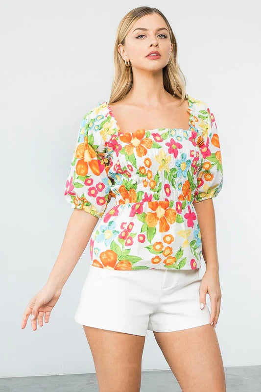 Poppy Flirty Floral Top- Small and Medium