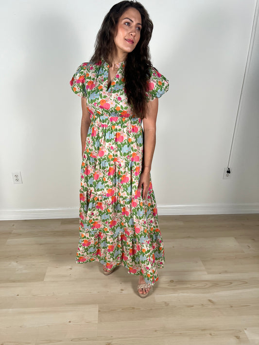 Marigold Floral Midi Dress