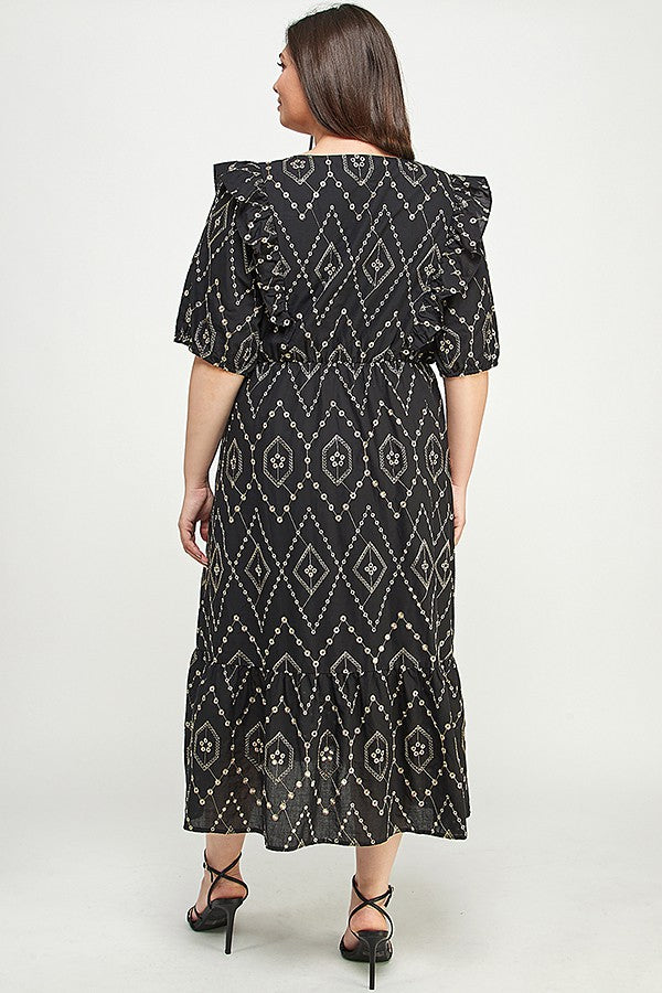 Avery embroidered  Curvy eyelet dress