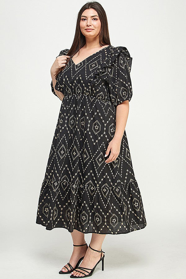 Avery embroidered  Curvy eyelet dress