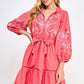 Casey Coral 3/4 Sleeve Dress