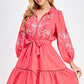 Casey Coral 3/4 Sleeve Dress