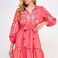 Casey Coral 3/4 Sleeve Dress