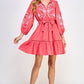 Casey Coral 3/4 Sleeve Dress