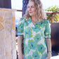 Renee mint floral blouse