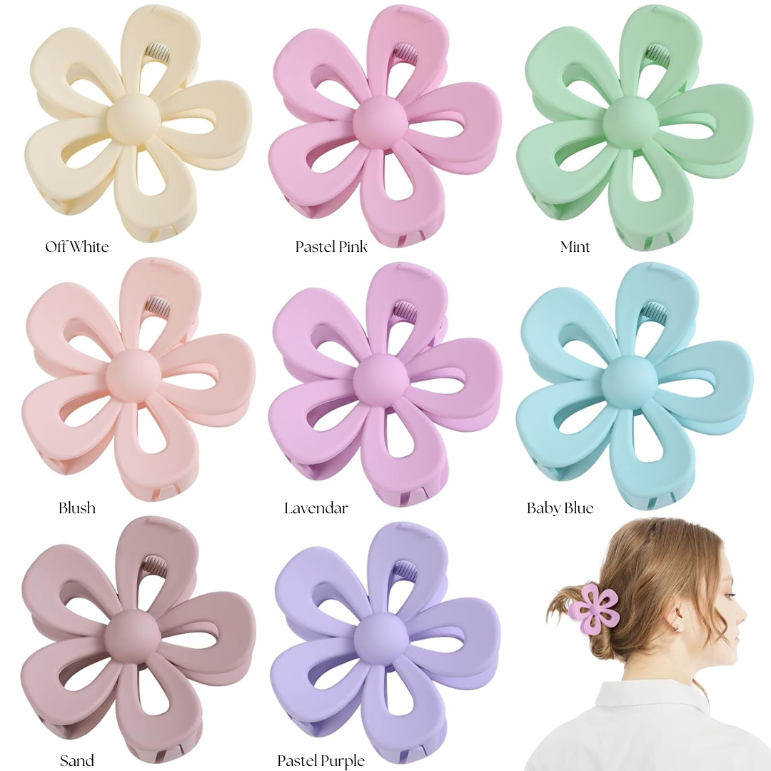 Jenny Open Floral Large Hair Clip- Pastel