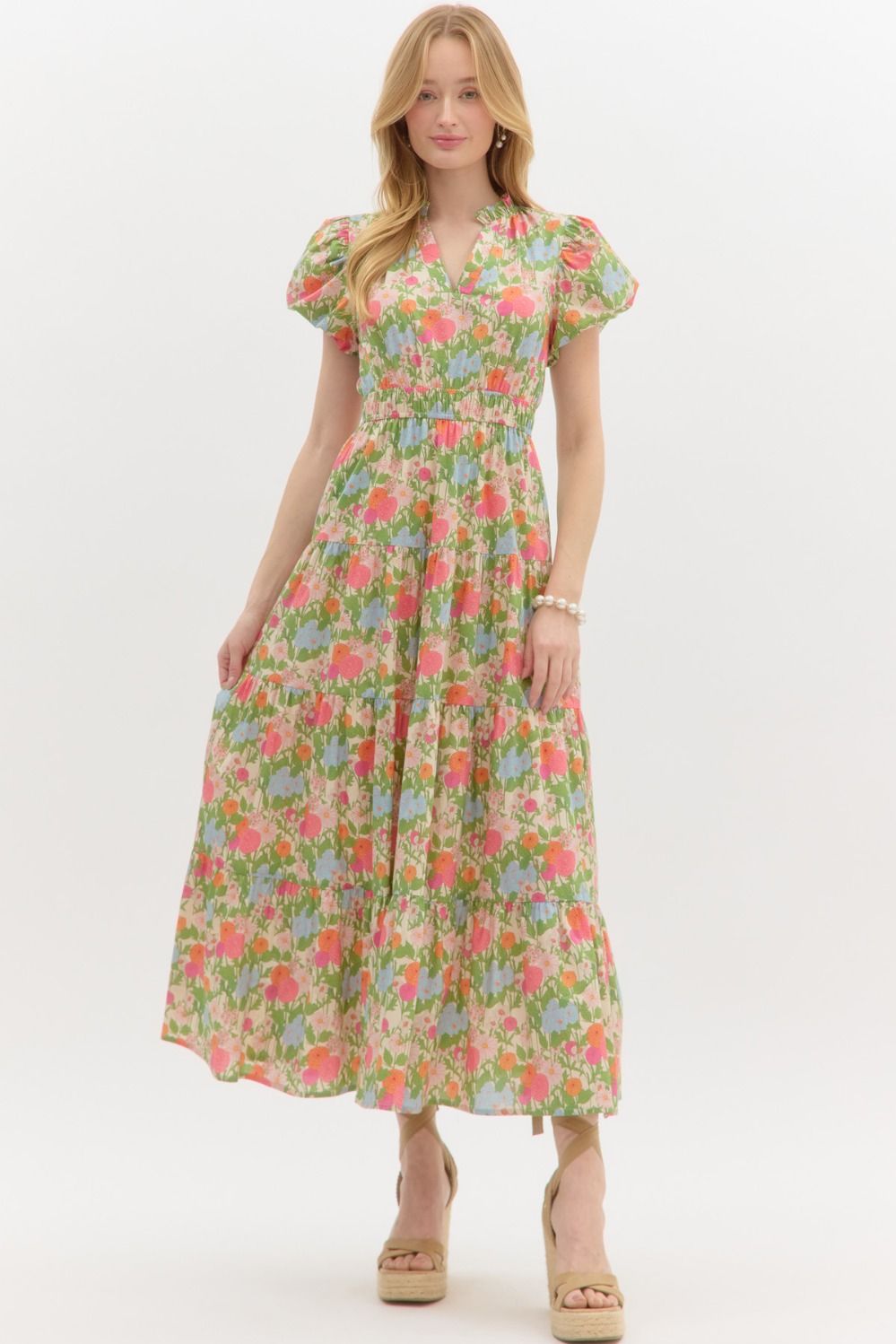 Marigold Floral Midi Dress