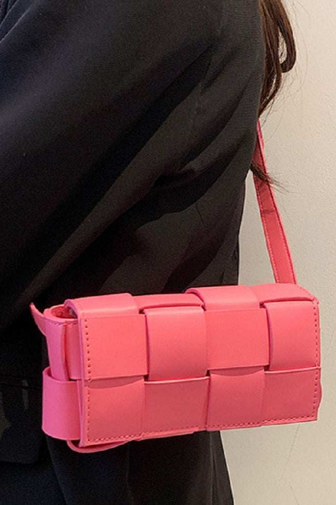 The Lola Woven Vegan Leather Belt Bag – Hot Pink
