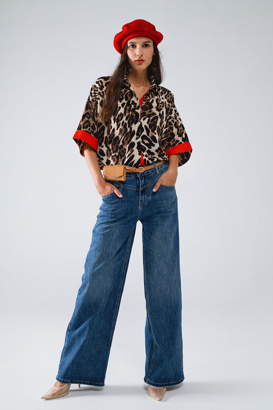 Lydia Leopard Button Down Blouse