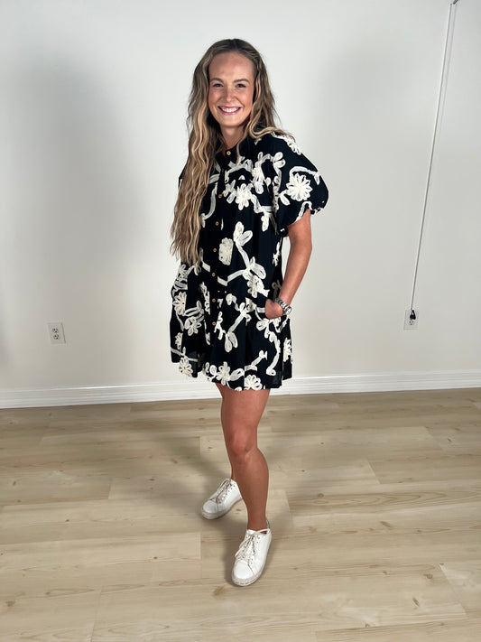Bianca Floral Bubble Sleeve Dress