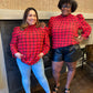 Blake Red Plaid Drape Sleeve Blouse Curve