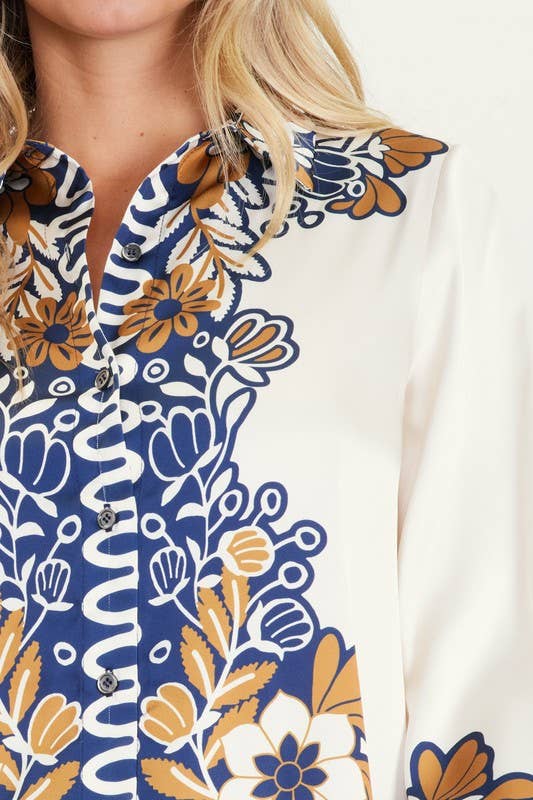 Sedona Printed  Button Down Blouse