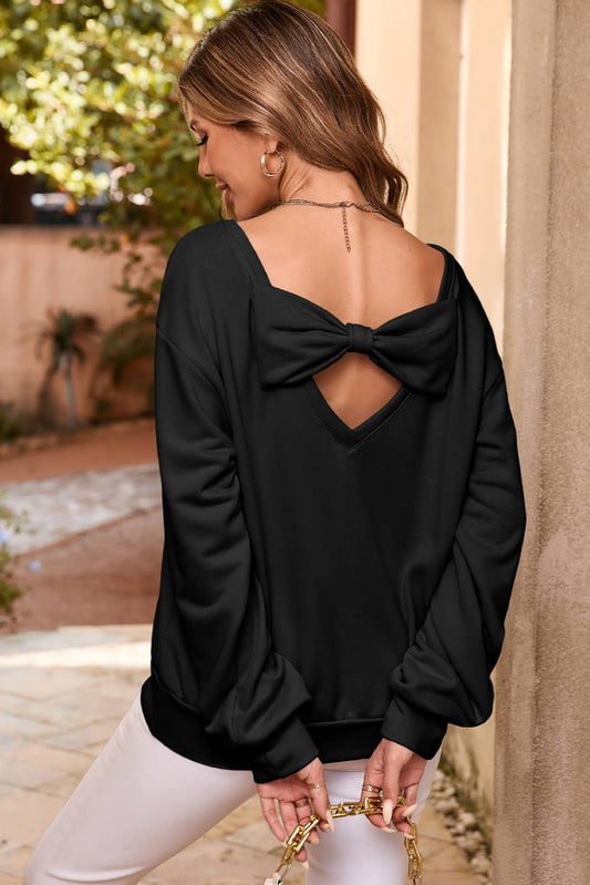 Stephanie Bowknot Dewback Round Neck Sweatshirt