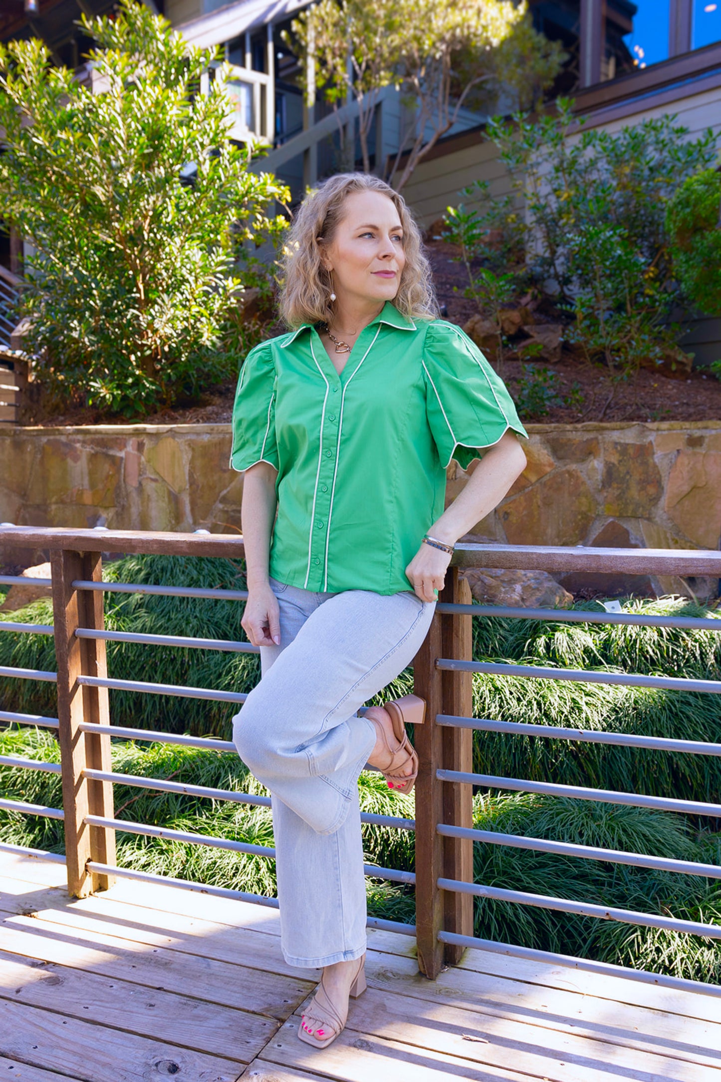 Rebecca Green Button Down Blouse