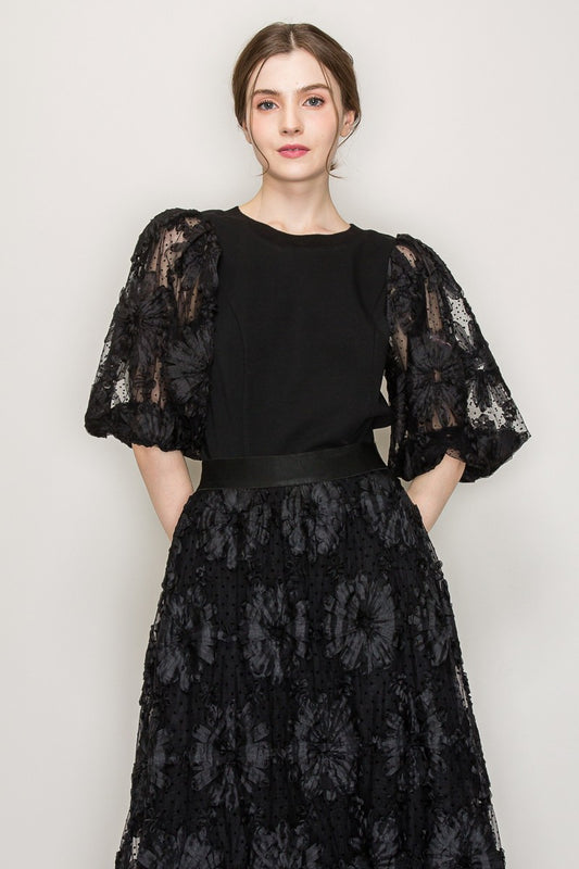 Donna Floral Puff Sleeve Top- Small