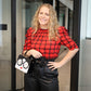 Blake Red Plaid Drape Sleeve Blouse