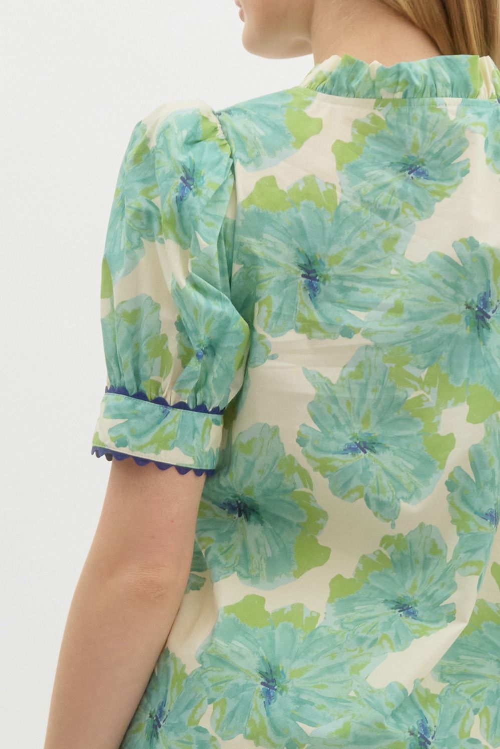 Renee mint floral blouse