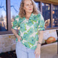 Renee mint floral blouse