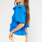 Ava ruffle sleeve peplum top blue