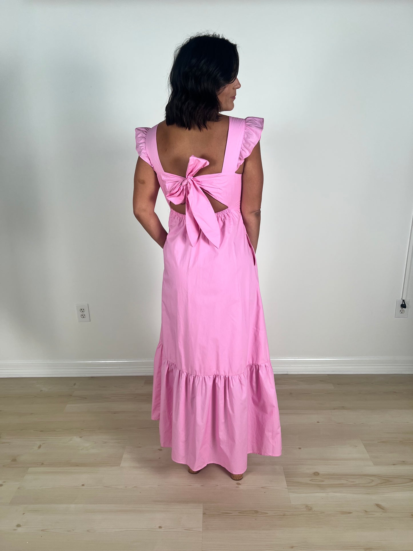 Emily Poplin Tie-Back Maxi Dress
