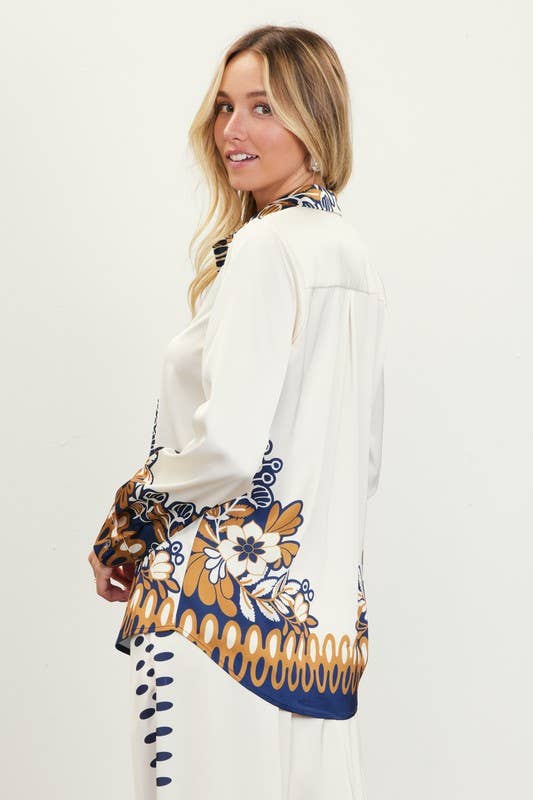 Sedona Printed  Button Down Blouse