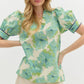 Renee mint floral blouse