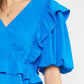 Ava ruffle sleeve peplum top blue