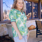 Renee mint floral blouse
