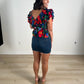 Lilian navy floral peplum top