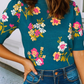 Madison Flower Pattern Knit Short Sleeve Top