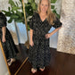 black and gold embroidered midi dress