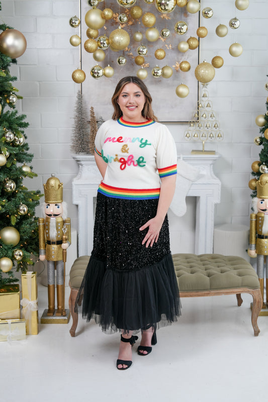 Tiffany Tulle Sequin Midi Skirt